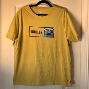 Hurley Men’s Graphic T-Shirt – Sun Print, Yellow – Size XL  Comfy